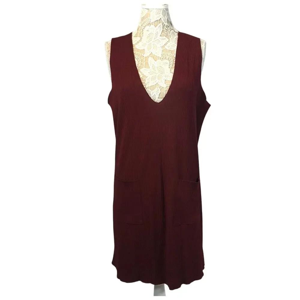 NWT Dual Nature ribbed dress in wine from Nordstrom Rack size large